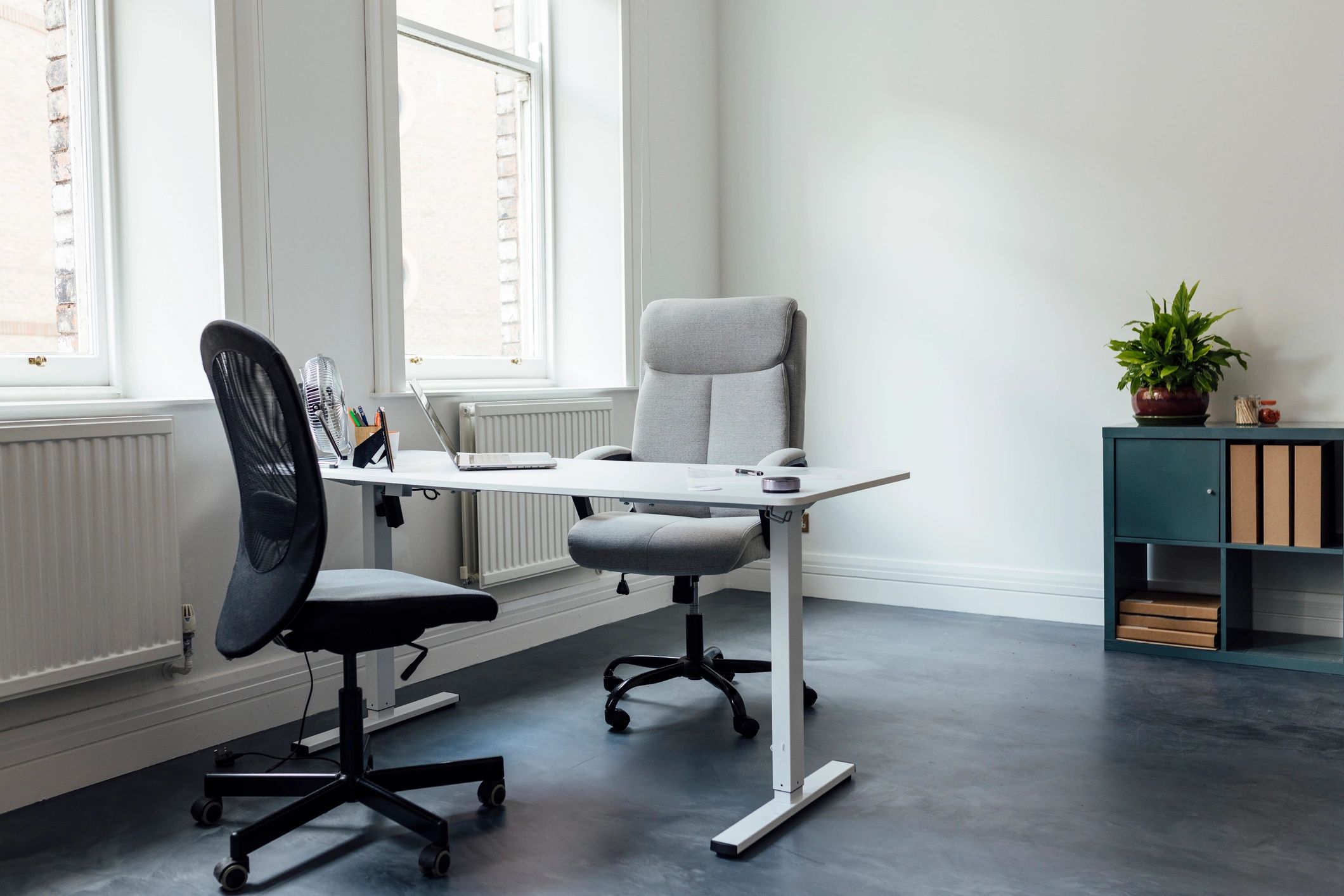 Professional office desk in a corporate setting