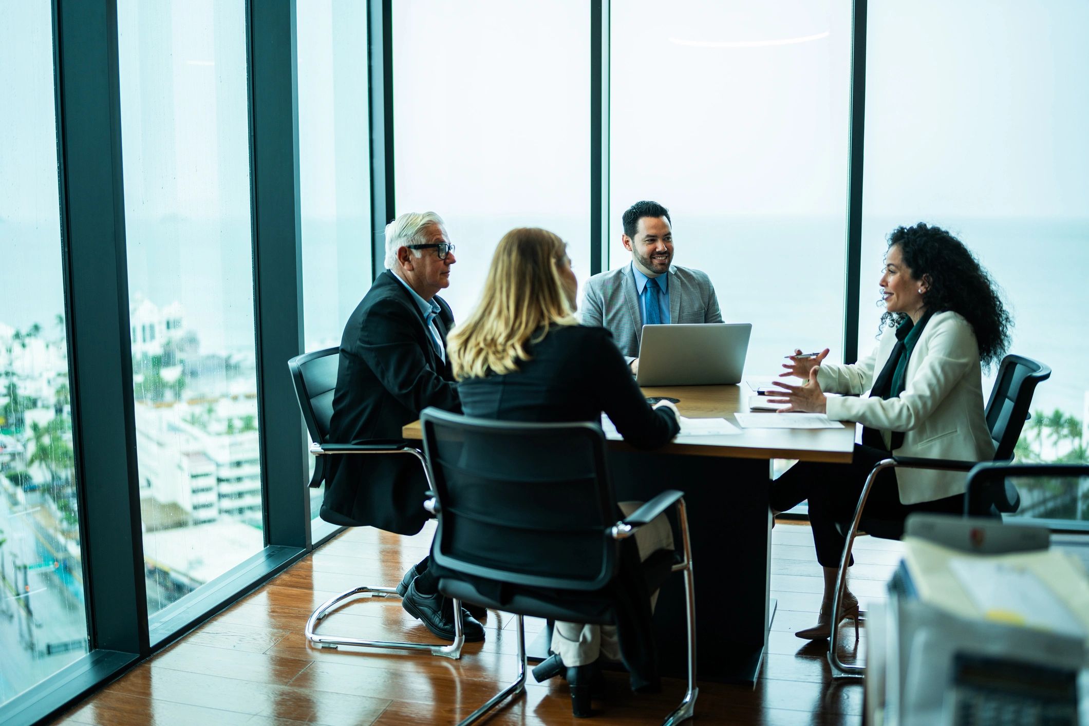 Professional team discussion in a modern office
